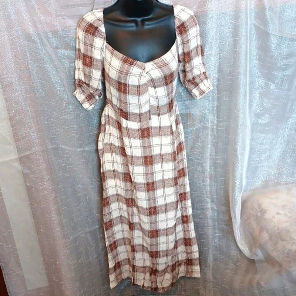 Hint of Mint Short Sleeve Smocked Midi Dress, S, NWT - Picture 2 of 5